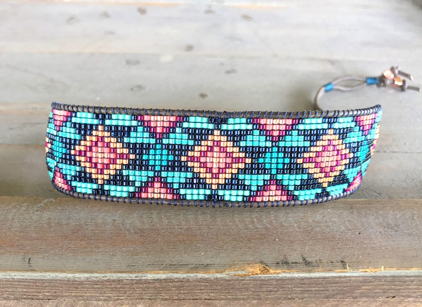 Ocean Sunset Tribal Loom Cuff Bracelet