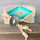 Sand and Sea Diamond Burst Bead Loom Woven LeatherBracelet