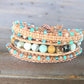 Rose gold Amazonite and Macrame Boho 3x wrap bracelet