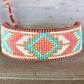 Turqouoise and Coral Loom Woven Southwestern Tribal Beaded Bracelet