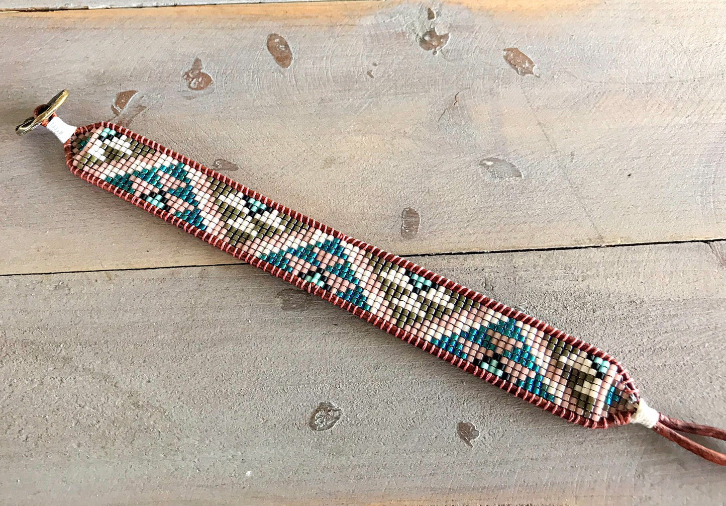 Southwest Geometric Bead Loom Woven Bracelet