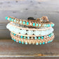 Seafoam Jade and Macrame Boho 3x wrap bracelet