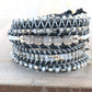 Black, Gray, and Silver Beaded Leather Single Wrap Bracelet
