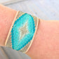 Sand and Sea Diamond Burst Bead Loom Woven LeatherBracelet