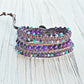 Amethyst Night Sky and Macrame Boho 3x Leather wrap bracelet