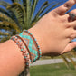 Aqua and Rose gold Loom and Macrame Bracelet stack set