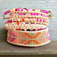 Hot Pink and Orange Geometric Arrow Loom and Macrame Bracelet stack set