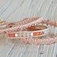 Coral Peach Blush Jade and Beaded Macrame 3x wrap bracelet