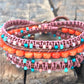 Teal and Coral Macrame Boho 3x wrap bracelet, unique macrame wrap bracelet