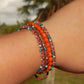 Teal and Coral Macrame Boho 3x wrap bracelet, unique macrame wrap bracelet