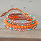 Teal and Coral Macrame Boho 3x wrap bracelet, unique macrame wrap bracelet