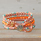 Teal and Coral Macrame Boho 3x wrap bracelet, unique macrame wrap bracelet