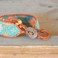 Turquoise, Blush, and Rose Gold Southwestern Style Bead Loom Woven Bracelet