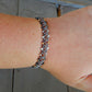 Copper Navy Gray Side beaded Macrame Woven Leather Stack bracelet