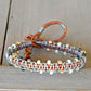 Copper Navy Gray Side beaded Macrame Woven Leather Stack bracelet