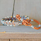 Copper Navy Gray Side beaded Macrame Woven Leather Stack bracelet