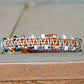 Copper Navy Gray Side beaded Macrame Woven Leather Stack bracelet
