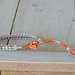 Copper Navy Gray Top Beaded Macrame Woven Leather Stack bracelet