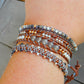 Copper Navy Gray Top Beaded Macrame Woven Leather Stack bracelet