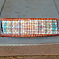 Geometric Triangle Bead Loom Woven Bracelet in Gray, Navy, Blush and Rose Gold