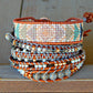 Geometric Triangle Bead Loom Woven Bracelet in Gray, Navy, Blush and Rose Gold