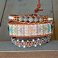 Copper Navy and Blush Loom and Macrame Bracelet stack set