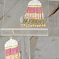 Olive Green, Peach, Berry, and Gold Tassel Earring