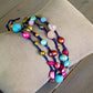 Navy, Berry Pink, Shell and Pearl Wrap Bracelet, Anklet, Necklace