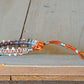 Copper Navy Gray Side beaded Macrame Woven Leather Stack bracelet