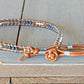 Copper, Navy, Gray Ladder Woven Leather Stack bracelet
