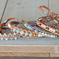 Copper, Navy, Gray Ladder Woven Leather Stack bracelet