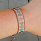 Geometric Triangle Bead Loom Woven Bracelet in Gray, Navy, Blush and Rose Gold
