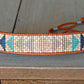 Geometric Triangle Bead Loom Woven Bracelet in Gray, Navy, Blush and Rose Gold