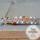 Copper Navy Gray Side beaded Macrame Woven Leather Stack bracelet