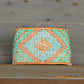 Seafoam and Gold Extra wide Geometric bead loom woven cuff