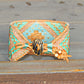 Seafoam and Gold Extra wide Geometric bead loom woven cuff