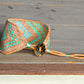 Seafoam and Gold Extra wide Geometric bead loom woven cuff