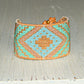 Seafoam and Gold Extra wide Geometric bead loom woven cuff