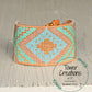 Seafoam and Gold Extra wide Geometric bead loom woven cuff