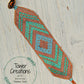 Seafoam and Gold Extra wide Geometric bead loom woven cuff