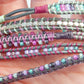 Boho Macrame 5x Wrap Bracelet Green Purple and Silver Gray Festival Bracelet