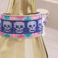 Skull Loom Woven Leather Cuff Bracelet, Halloween Skull Cuff
