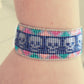 Skull Loom Woven Leather Cuff Bracelet, Halloween Skull Cuff
