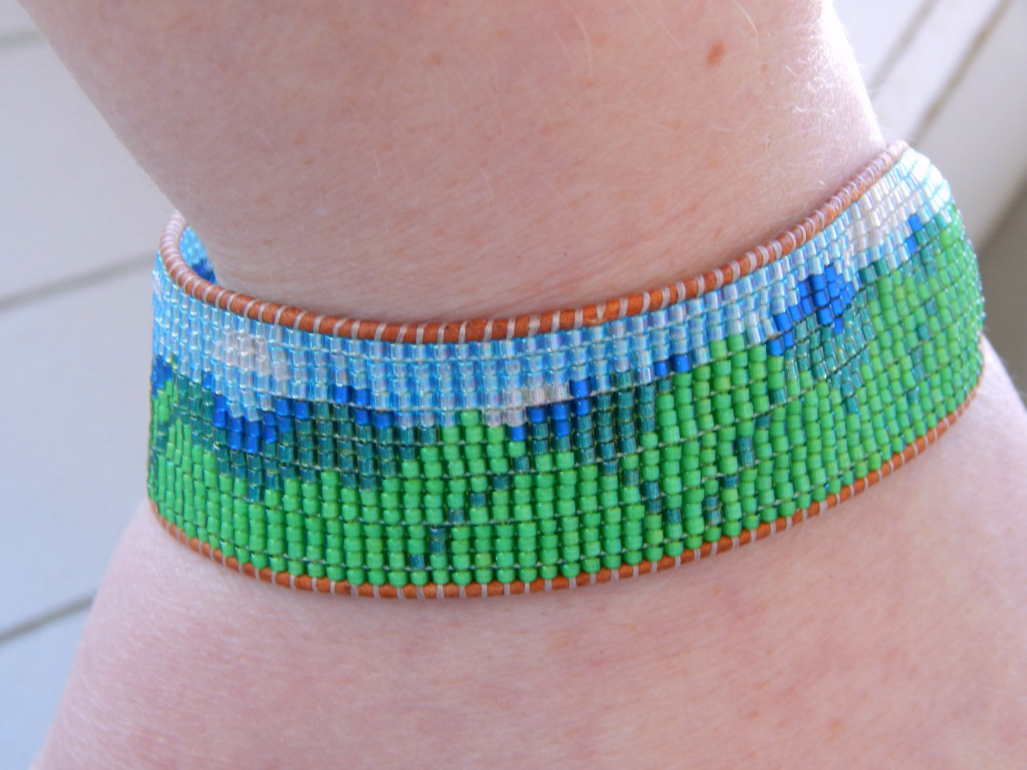 Mountain Bead Loom Friendship cuff bracelet, Beaded Bracelet