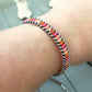 Pink and Orange Ladder Woven Leather Stack bracelet