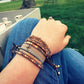 Coral Peach and Brown Set of 7 Stack Bracelets, boho stack set