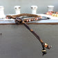 Coral Peach and Brown Top Beaded Macrame Woven Leather Stack bracelet