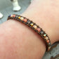 Coral Peach and Brown Ladder Woven Leather Stack bracelet