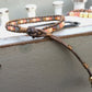 Coral Peach and Brown Ladder Woven Leather Stack bracelet