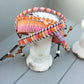 Pink and Orange Ladder Woven Leather Stack bracelet